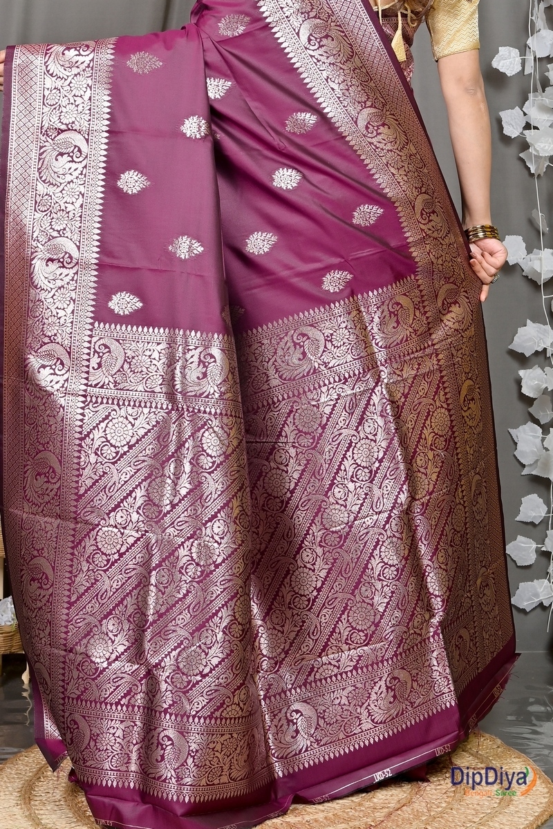 Maroon Cotton Silk Paromal Kathan Saree (489)